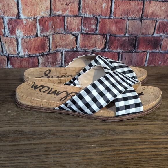Sam Edelman Hattie Gingham Cross Slide Size 7 - Picture 5 of 7
